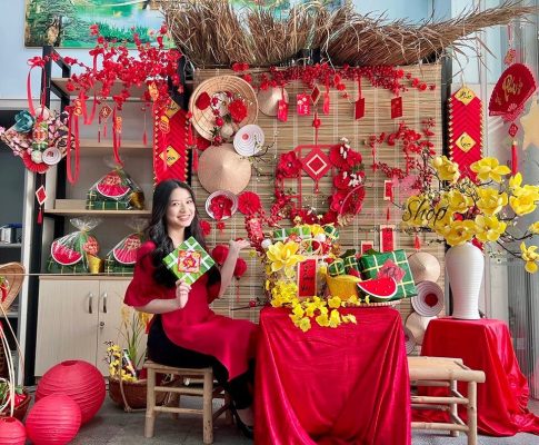 chụp hình Tết tại nhà